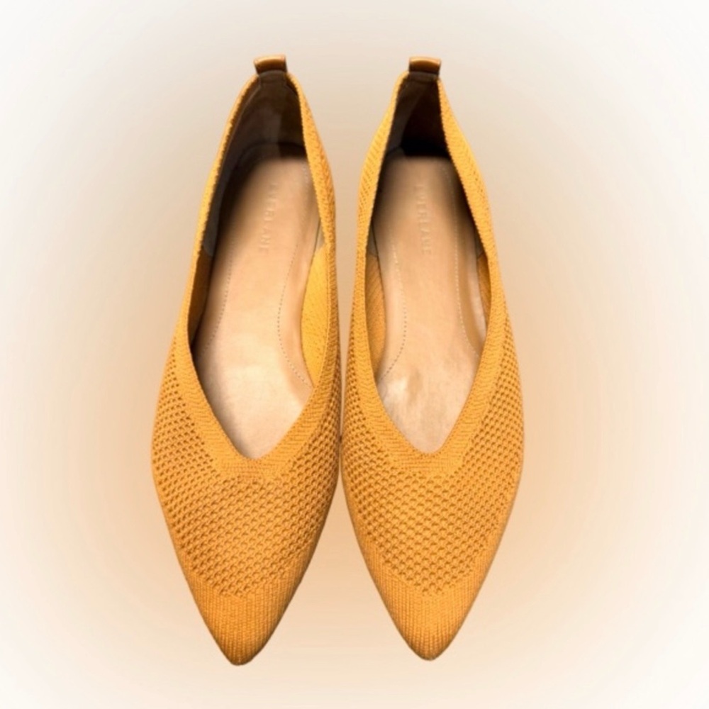 Everlane ReKnit 40 Hour Flats Mustard Yellow Pointed Toe Size 9 - Picture 2 of 6